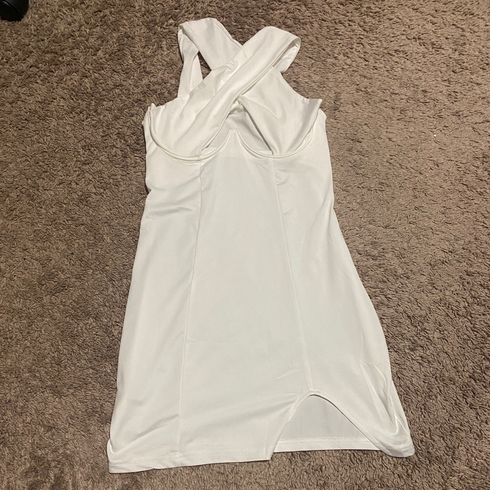 White bodycon mini dress